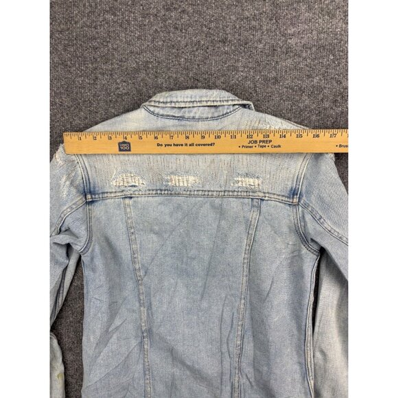 PacSun Jean Jacket Women's XS Blue Denim Button Up Distressed Pockets Trucker - Picture 9 of 9